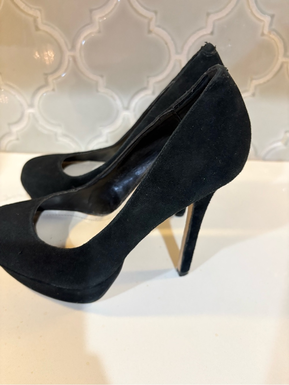 Steve Madden Black Suede Platform Stiletto Pumps